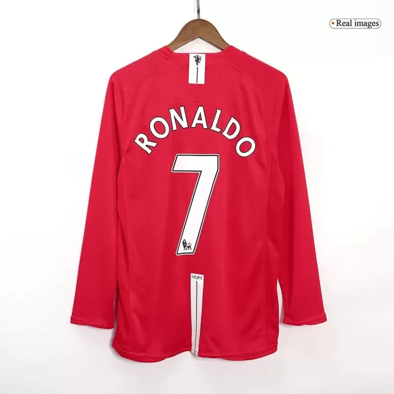 Retro RONALDO #7 2007/08 Manchester United Home Long Sleeve Soccer Jersey